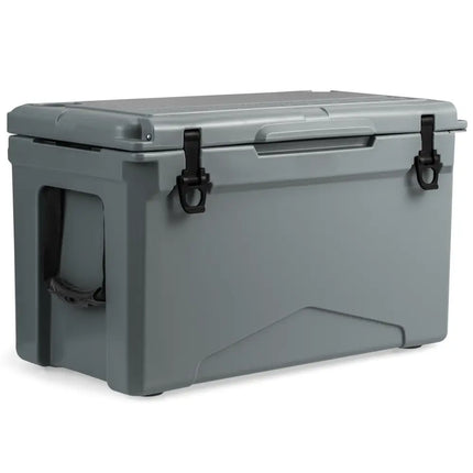 50 QT Rotomolded Cooler Insulated Portable Ice Chest with Integrated Cup Holders-Gray - Gray - Coolers