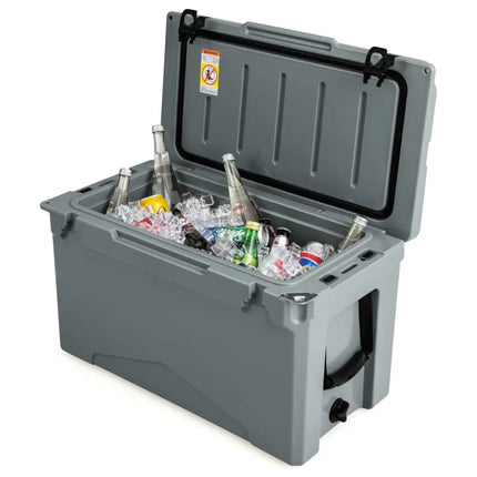 50 QT Rotomolded Cooler Insulated Portable Ice Chest with Integrated Cup Holders-Gray - Gray - Coolers