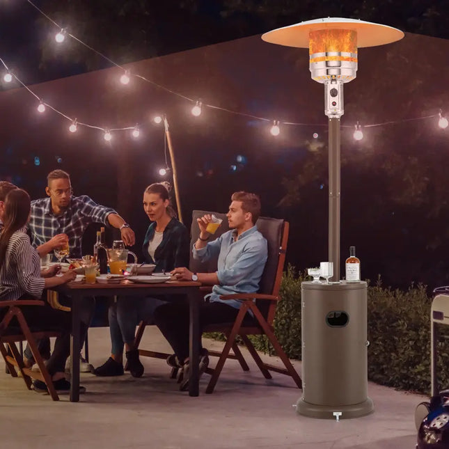 50000 BTU Propane Patio Heater with Round Table Design-Brown - Brown - Patio Heaters
