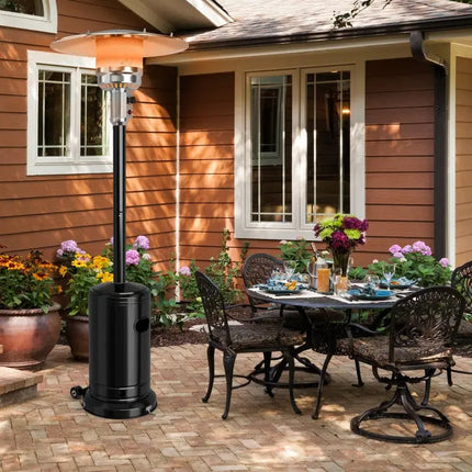 50000 BTU Stainless Steel Propane Patio Heater with Trip over Protection-Black - Black - Patio Heaters