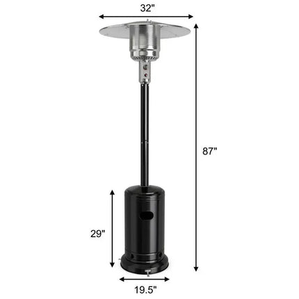 50000 BTU Stainless Steel Propane Patio Heater with Trip over Protection-Black - Black - Patio Heaters