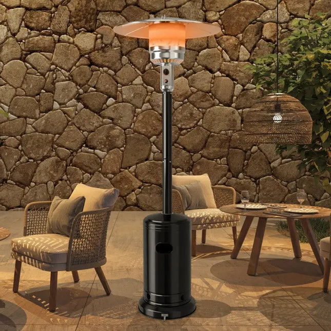 50000 BTU Stainless Steel Propane Patio Heater with Trip over Protection-Black - Black - Patio Heaters