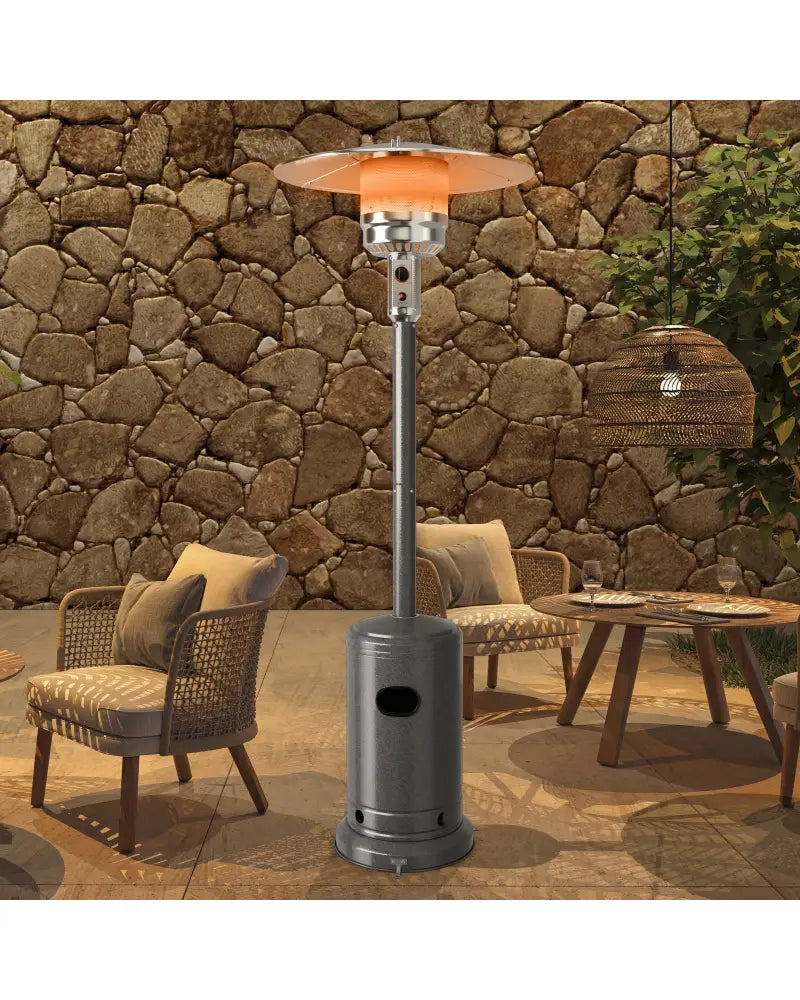 50000BTU Garden Propane Standing LP Gas Steel Accessories Heater-Gray - Gray - Patio Heaters