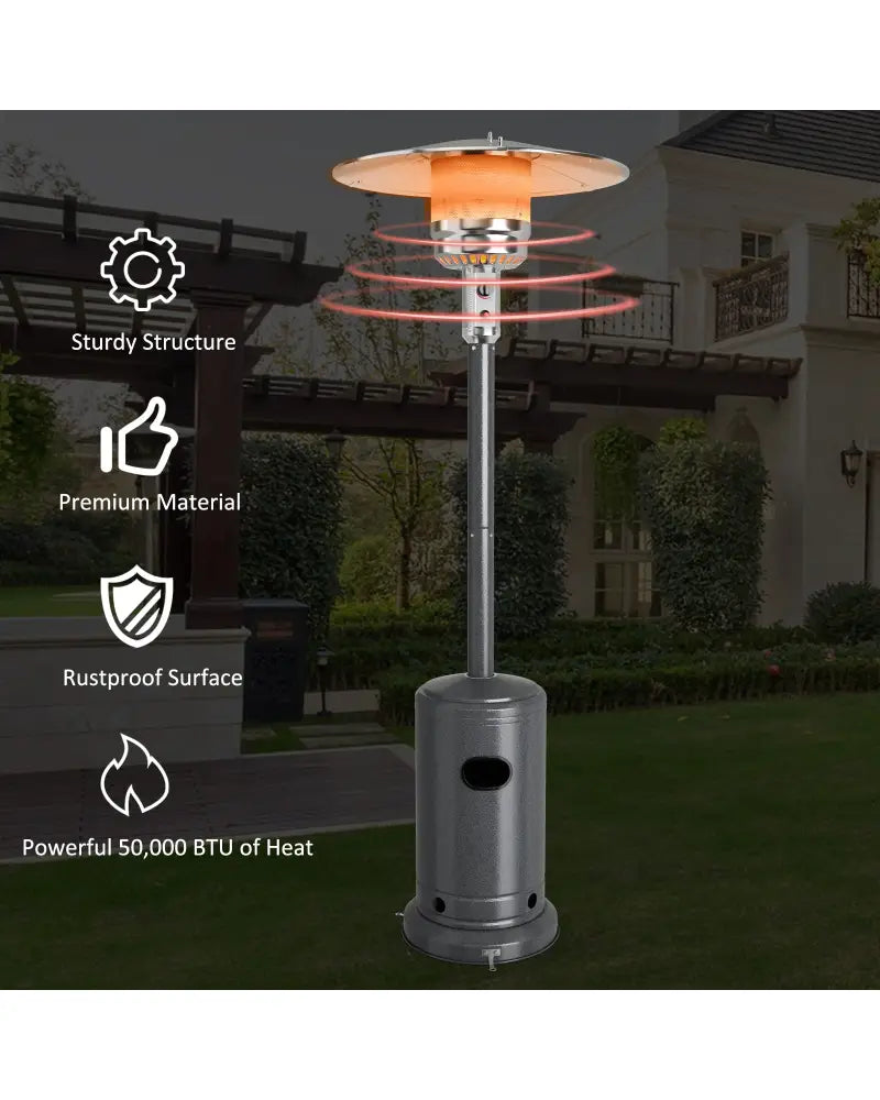 50000BTU Garden Propane Standing LP Gas Steel Accessories Heater-Gray - Gray - Patio Heaters