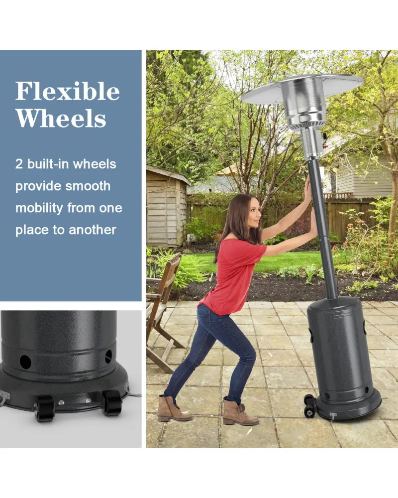 50000BTU Garden Propane Standing LP Gas Steel Accessories Heater-Gray - Gray - Patio Heaters