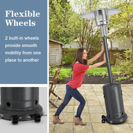 50000BTU Garden Propane Standing LP Gas Steel Accessories Heater-Gray - Gray - Patio Heaters