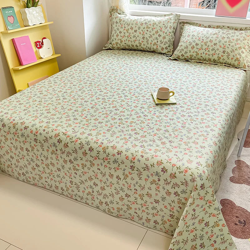 100% Cotton Flower Printed Bed Sheet – Single/Double/King Flat Sheet