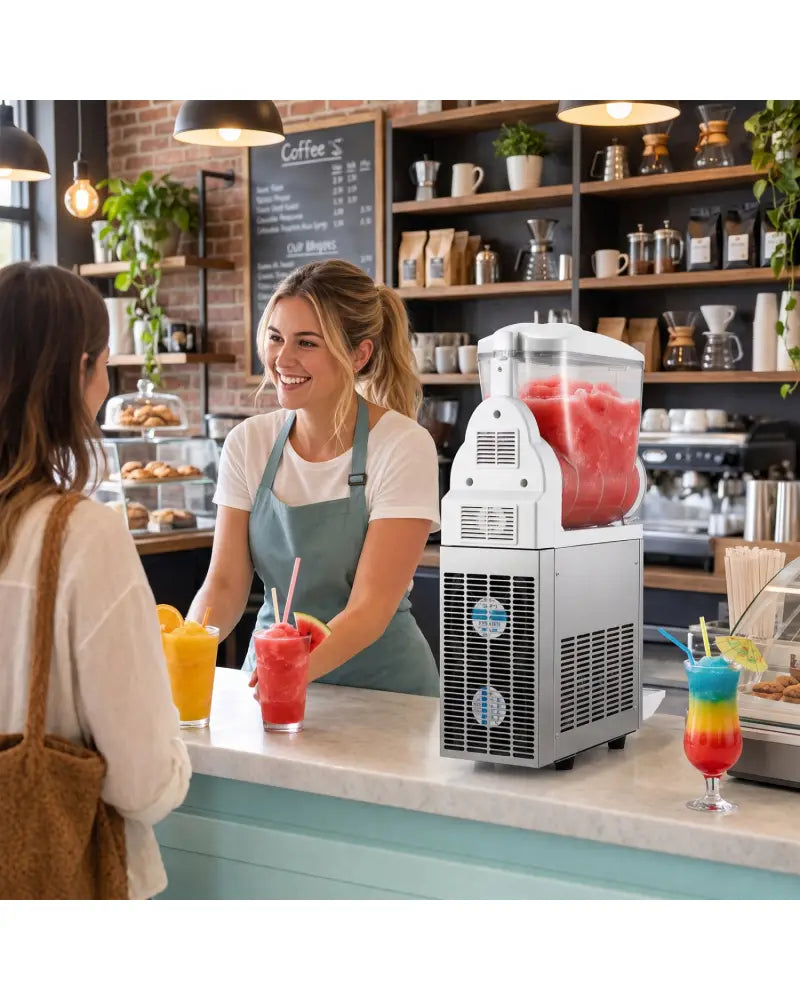 507 oz Commercial Slushy Machine Single Tank No Ice Needed-Silver - Silver - Slushie Machine
