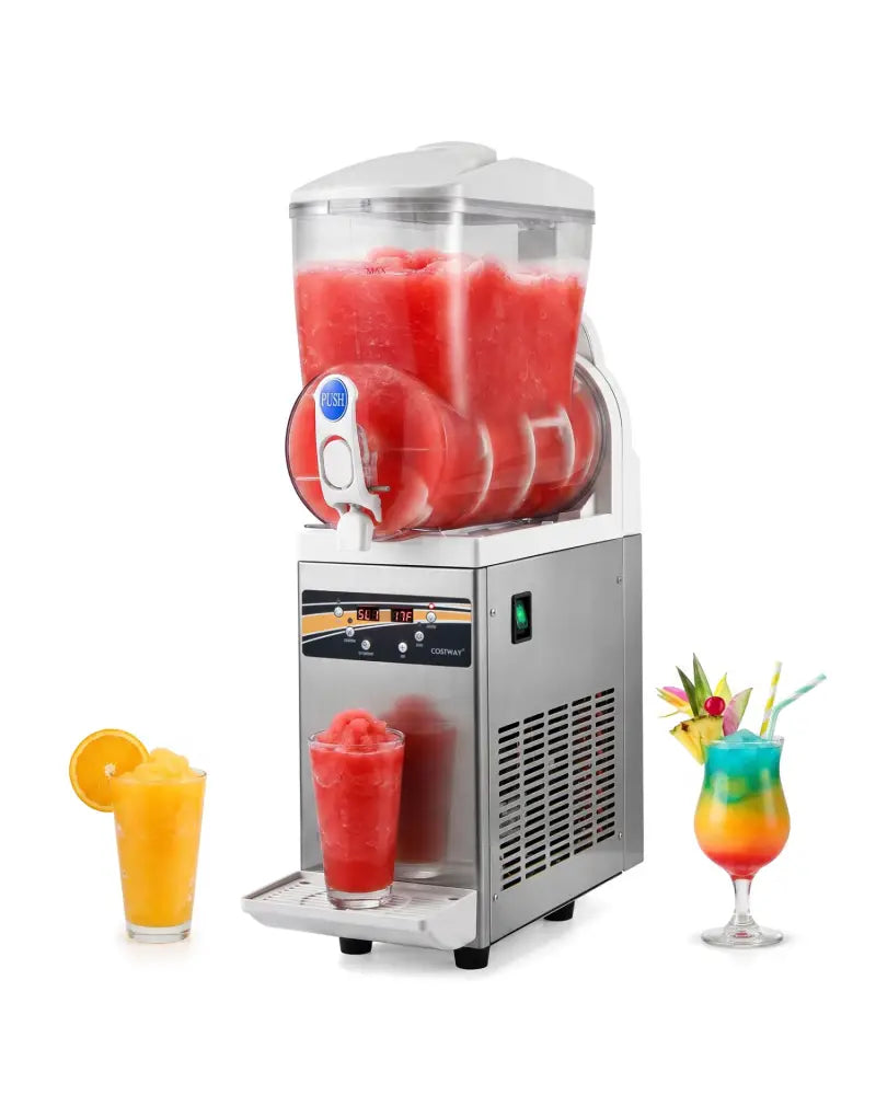 507 oz Commercial Slushy Machine Single Tank No Ice Needed-Silver - Silver - Slushie Machine