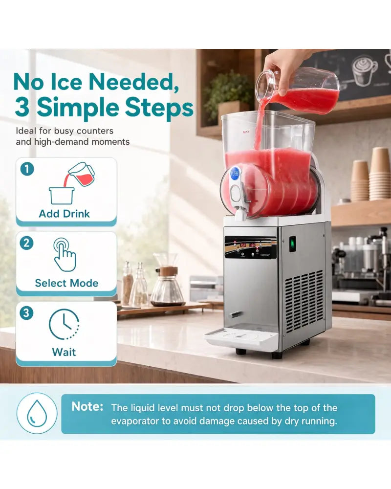 507 oz Commercial Slushy Machine Single Tank No Ice Needed-Silver - Silver - Slushie Machine