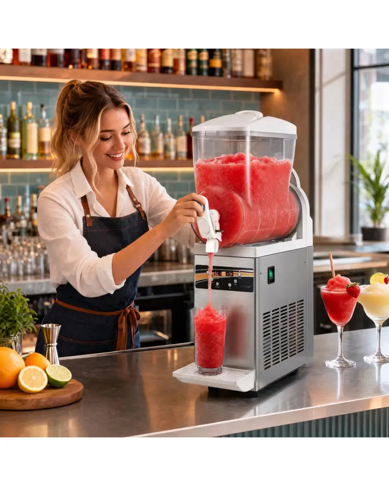 507 oz Commercial Slushy Machine Single Tank No Ice Needed-Silver - Silver - Slushie Machine