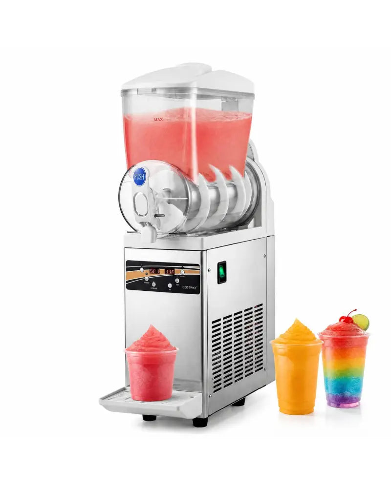 507 oz Commercial Slushy Machine Single Tank No Ice Needed-Silver - Silver - Slushie Machine