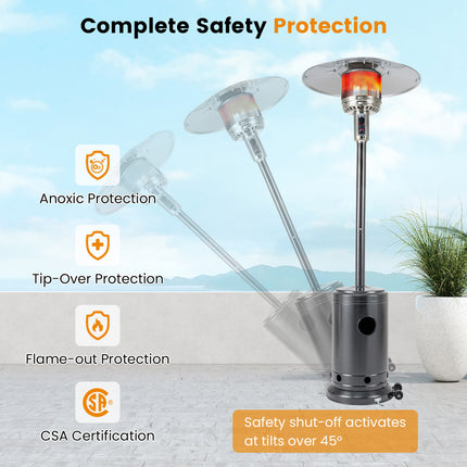 50 000 BTU Patio Propane Gas Heater with Stainless Steel Burner-Gray