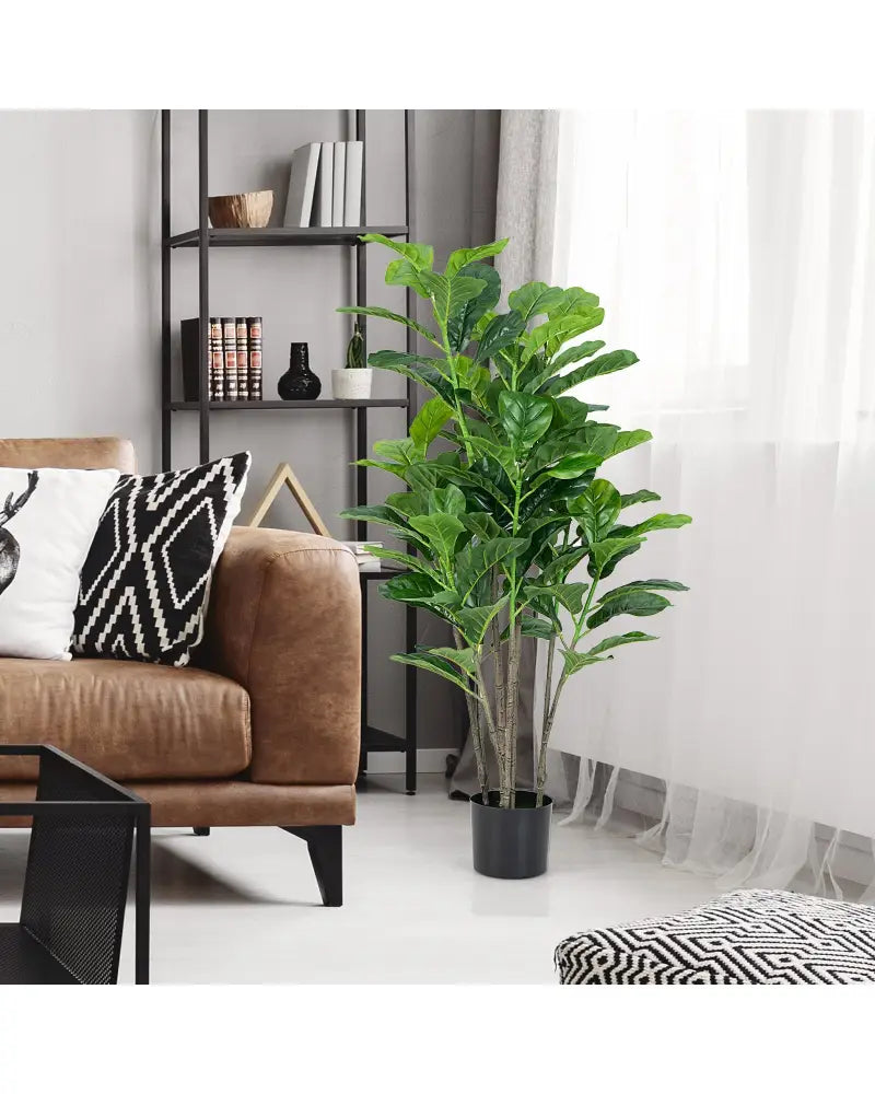51 Inch 2-Pack Artificial Fiddle Leaf Fig Tree for Indoor and Outdoor - Green - Faux Plants