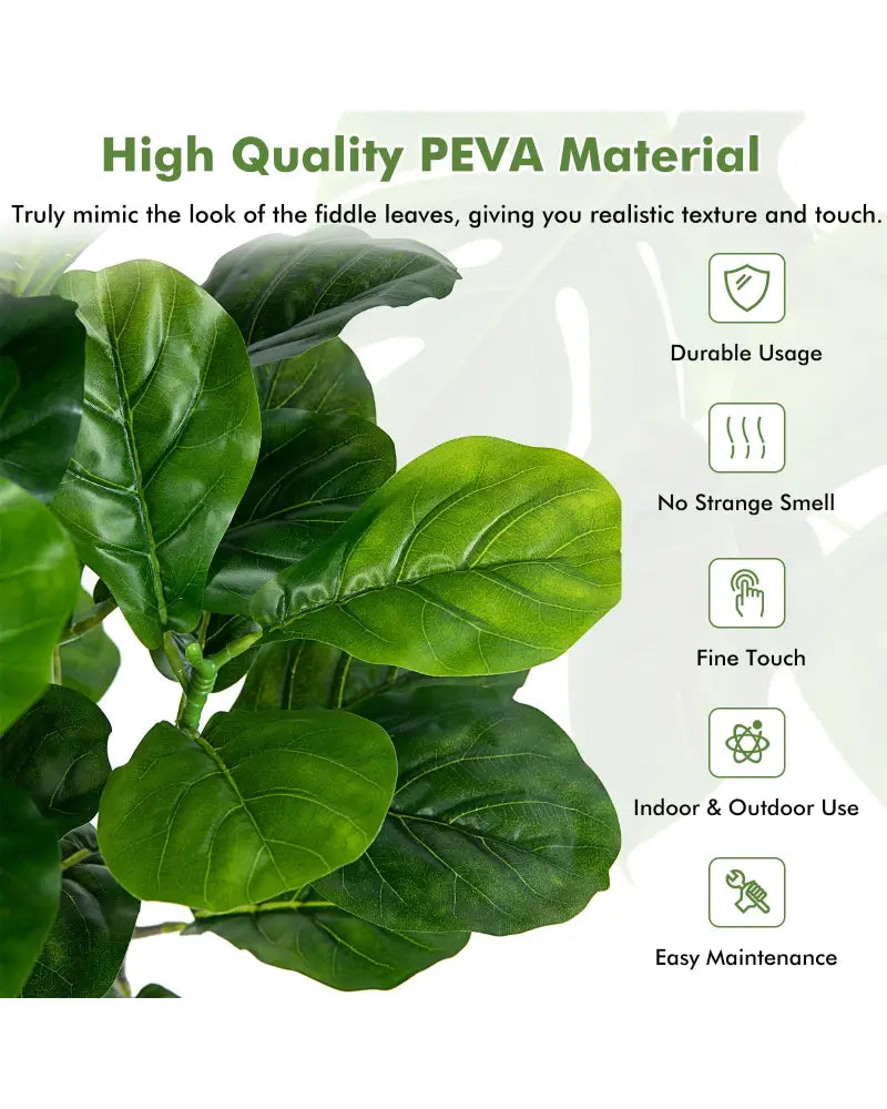51 Inch 2-Pack Artificial Fiddle Leaf Fig Tree for Indoor and Outdoor - Green - Faux Plants