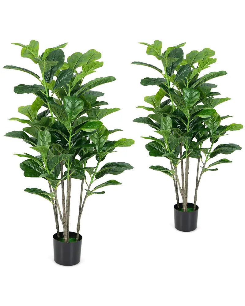 51 Inch 2-Pack Artificial Fiddle Leaf Fig Tree for Indoor and Outdoor - Green - Faux Plants