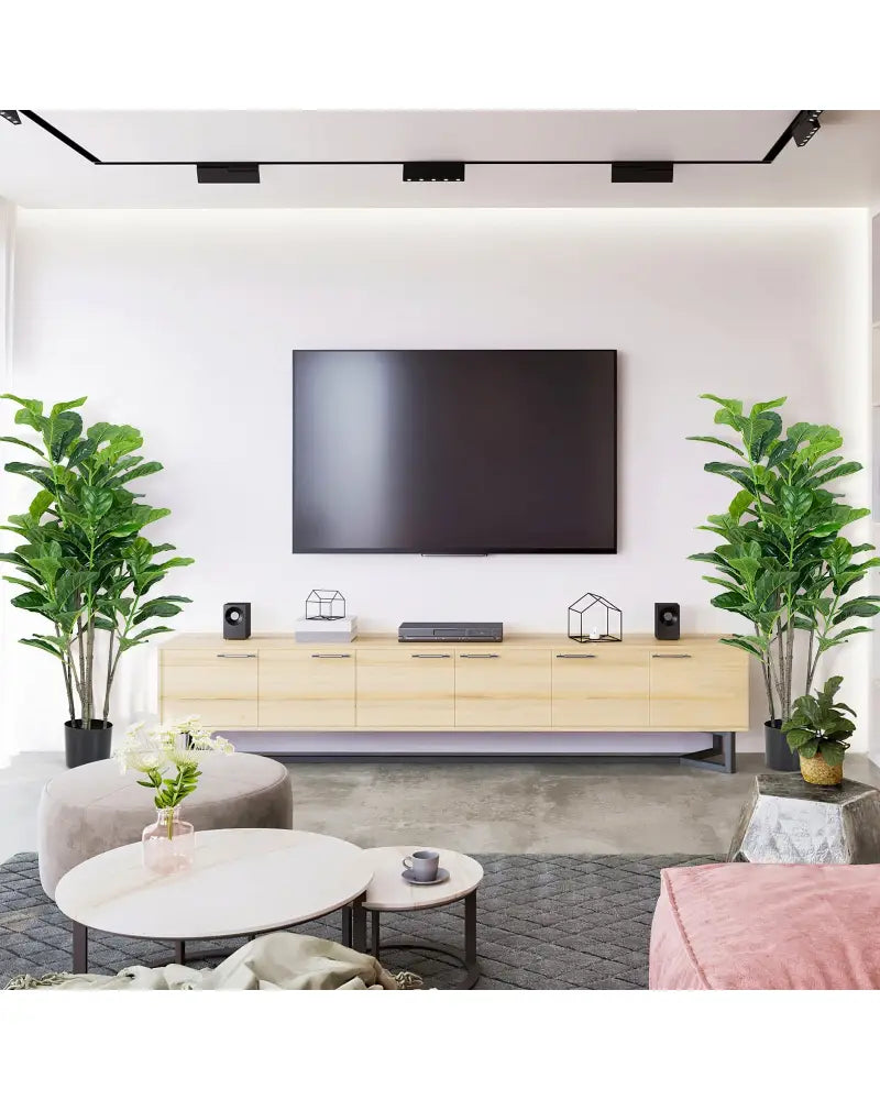 51 Inch 2-Pack Artificial Fiddle Leaf Fig Tree for Indoor and Outdoor - Green - Faux Plants