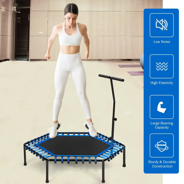 51’’ Mini Fitness Trampoline with Adjustable Bar - Trampolines