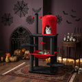 51€ Gothic Multi-level Cat Tree with Spider Hanging Toy for Black Halloween-Red