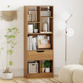 51inch Tall Freestanding Bookcase with Drawer 7-Cube Storage Organizer-Natural - Natural - Bookcases