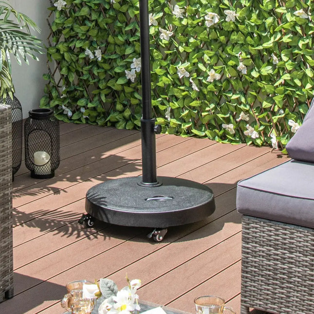 51LBS 20.5Inch Outdoor Umbrella Base with Wheels and Handles - Black - Outdoor Umbrella Bases