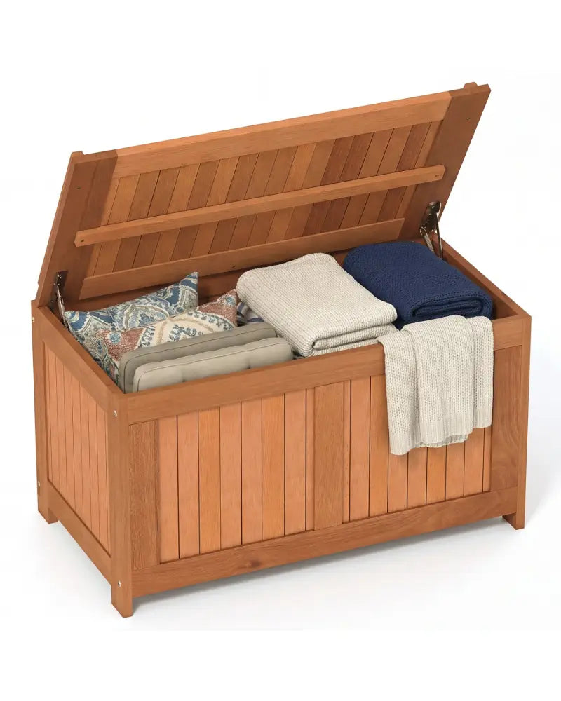 52 Gallon 3-in-1 Patio Wood Deck Box with Flip Top for Cushions - Sheds & Outdoor Storage