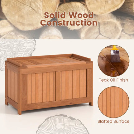 52 Gallon 3-in-1 Patio Wood Deck Box with Flip Top for Cushions - Sheds & Outdoor Storage