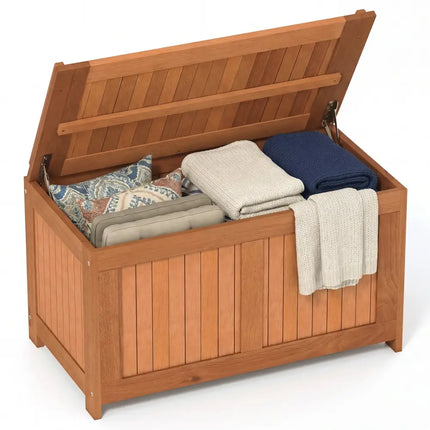 52 Gallon 3-in-1 Patio Wood Deck Box with Flip Top for Cushions - Sheds & Outdoor Storage