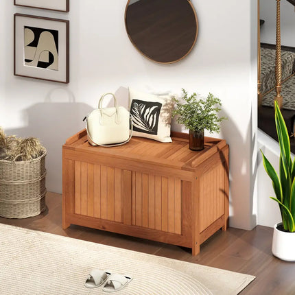 52 Gallon 3-in-1 Patio Wood Deck Box with Flip Top for Cushions - Sheds & Outdoor Storage