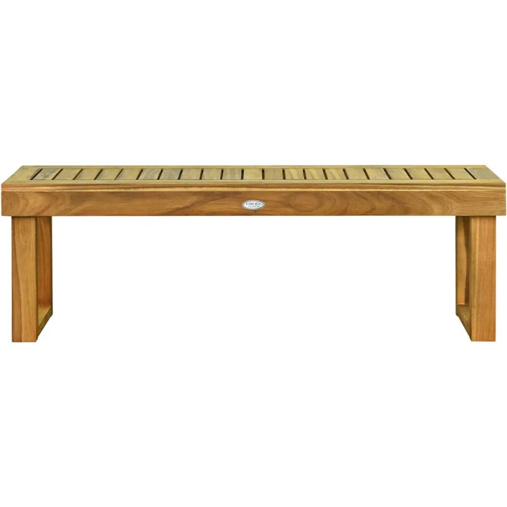 52 Inch Acacia Wood Dining Bench with Slatted Seat - Brown - Outdoor Benches
