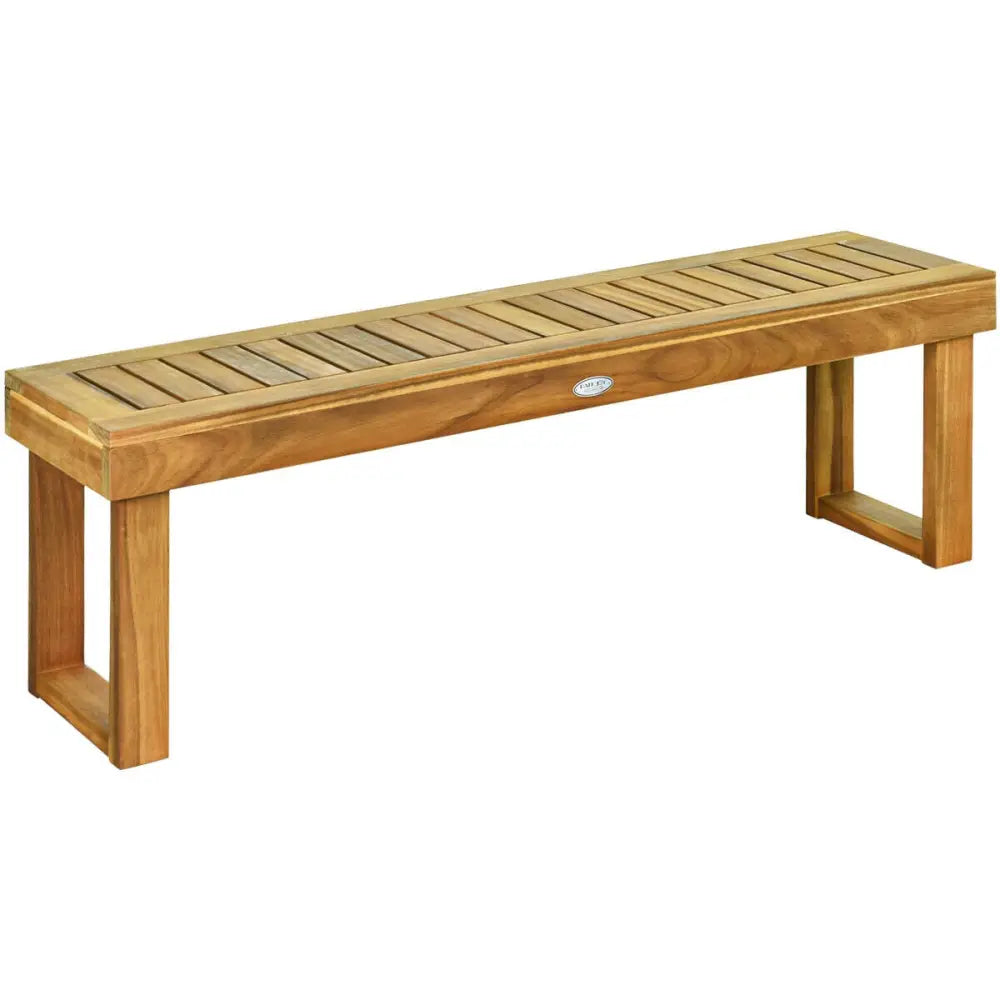 52 Inch Acacia Wood Dining Bench with Slatted Seat - Brown - Outdoor Benches