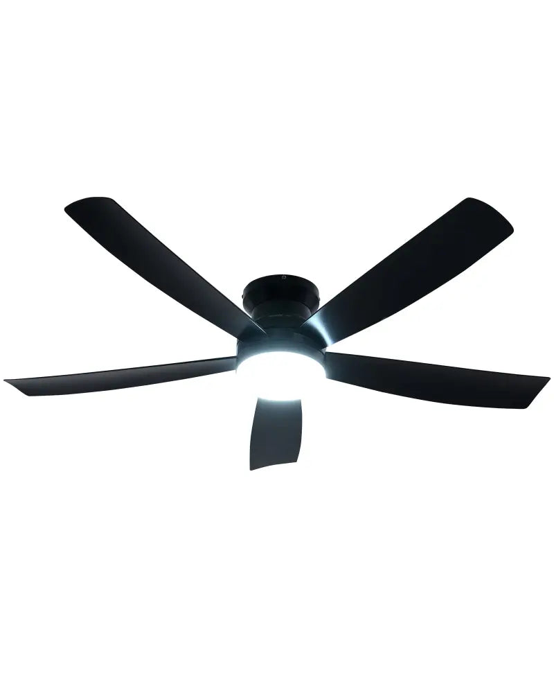 52 Inch Ceiling Fan with Lights and Remote Control with 6 Speeds-Black - Black - Ceiling Lights