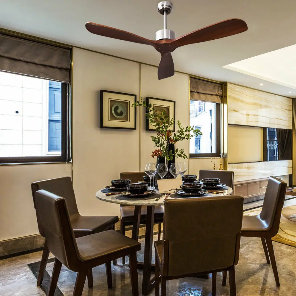 52 Inch Modern Brushed Nickel Finish Ceiling Fan with Remote Control - Fans