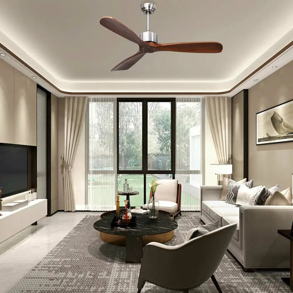 52 Inch Modern Brushed Nickel Finish Ceiling Fan with Remote Control Costway
