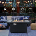 52 Inch Rattan Wicker Propane Fire Pit Table with Rain Cover and Lava Rock-Black - Black - Fire Pit Tables
