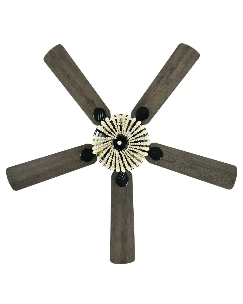 52 Inch Retro Ceiling Fan Light with Reversible Blades Remote Control-Black - Black - Ceiling Fans