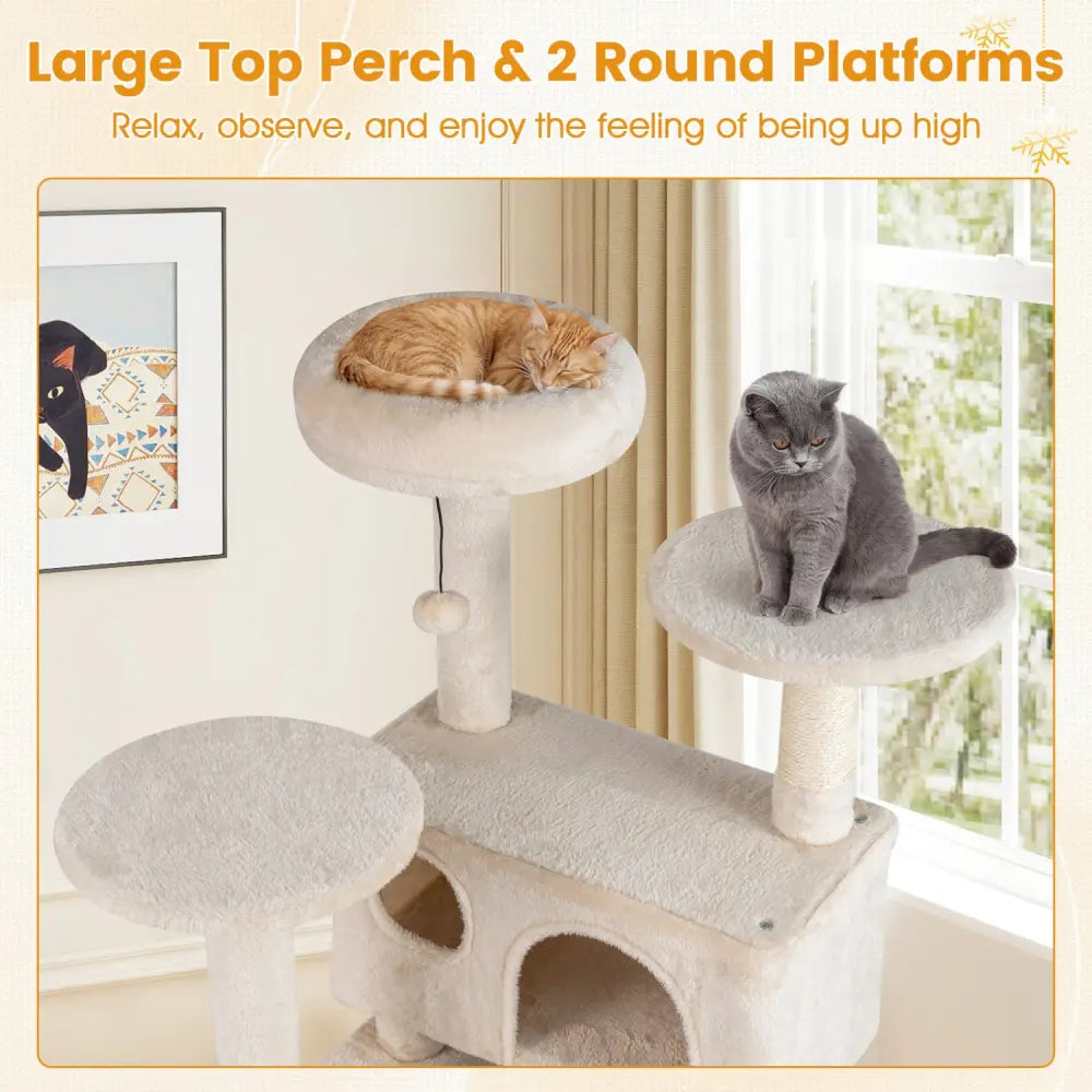 52 Inch Tall Cat Tree Tower for Indoor Cats-Beige - Beige - Cat Trees Condos & Scratchers