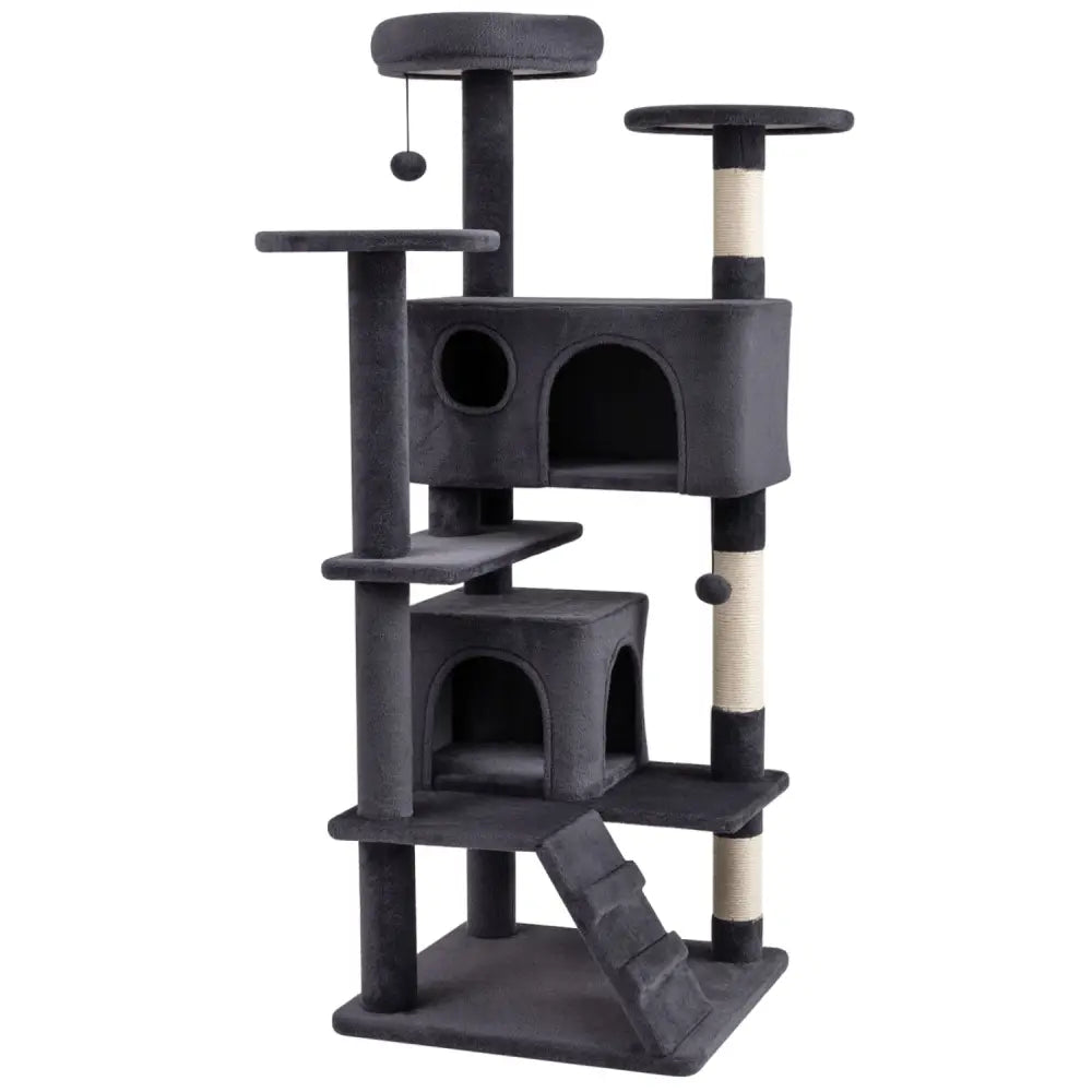 52 Inch Tall Cat Tree Tower for Indoor Cats-Dark Gray - Dark Gray - Cat Trees Condos & Scratchers