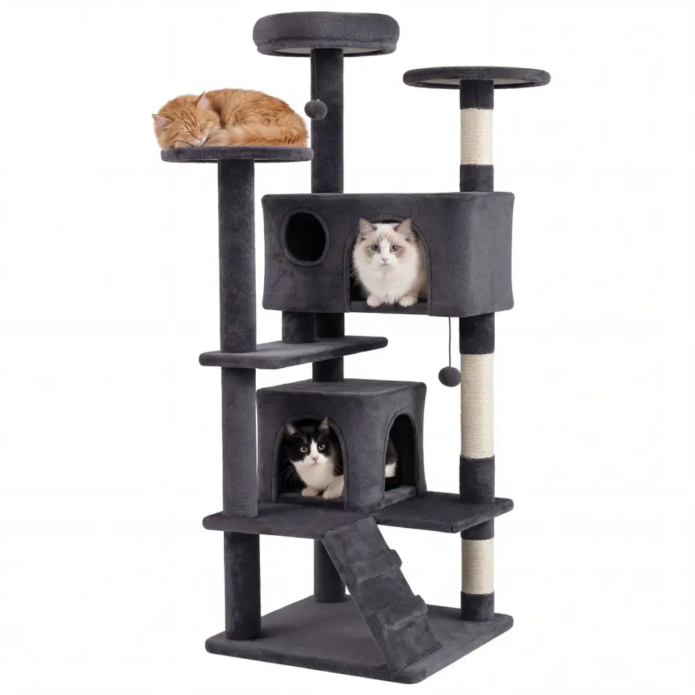 52 Inch Tall Cat Tree Tower for Indoor Cats-Dark Gray - Dark Gray - Cat Trees Condos & Scratchers