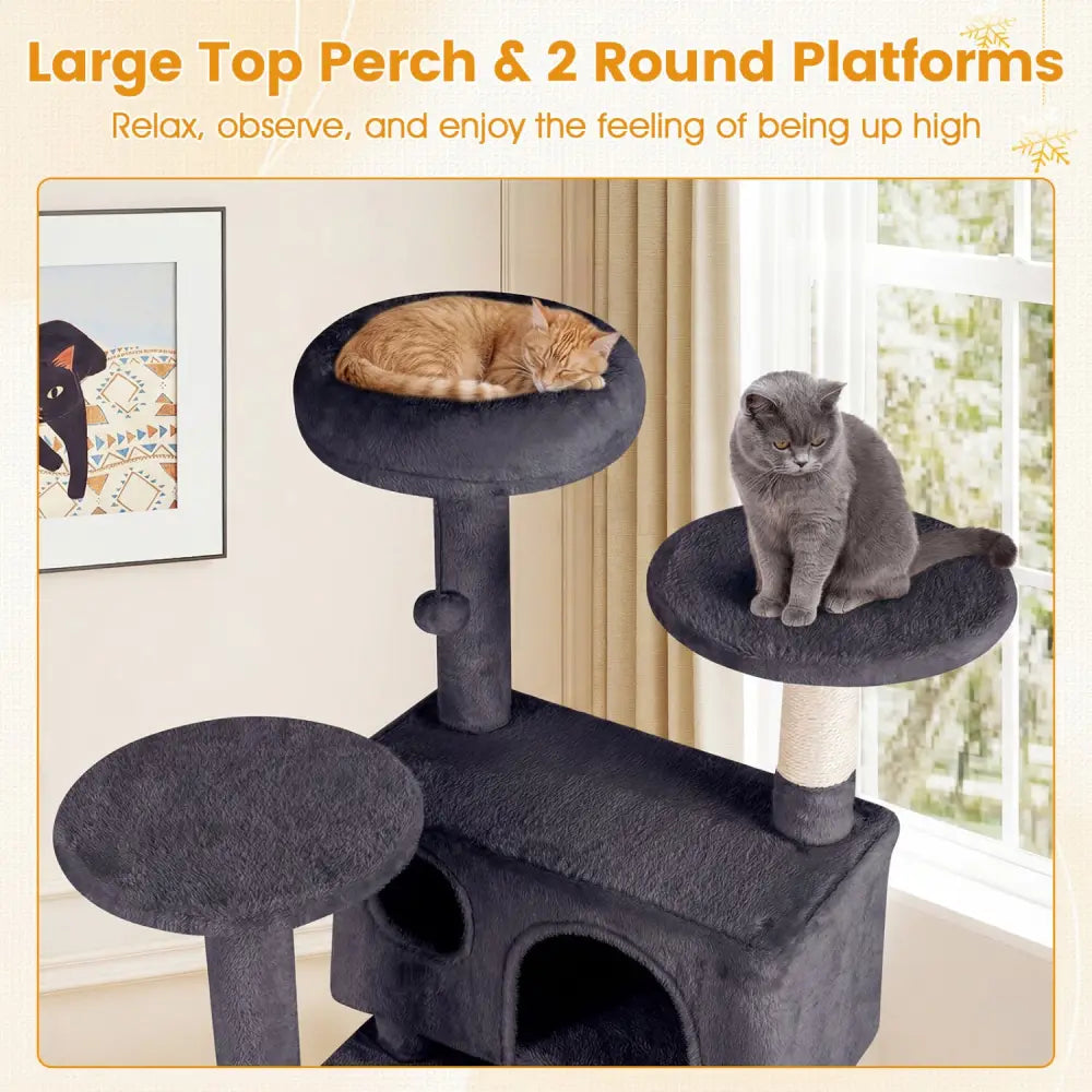 52 Inch Tall Cat Tree Tower for Indoor Cats-Dark Gray - Dark Gray - Cat Trees Condos & Scratchers