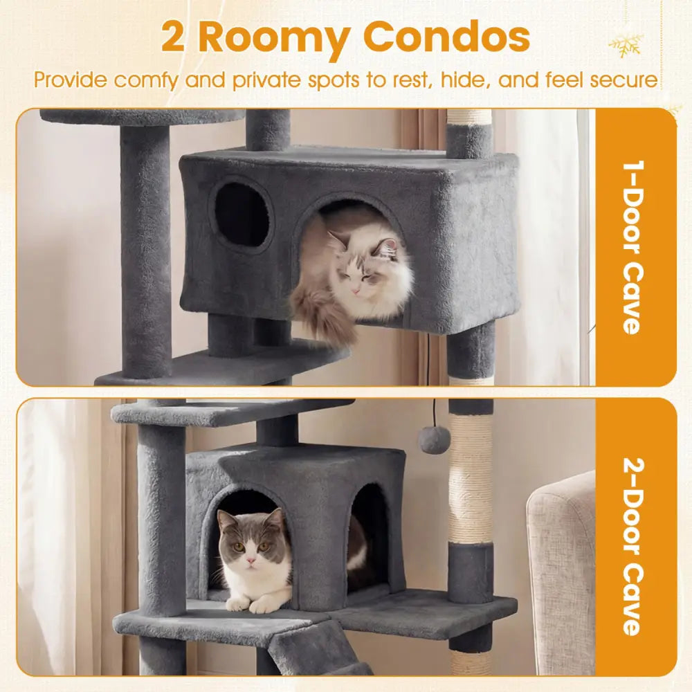 52 Inch Tall Cat Tree Tower for Indoor Cats-Light Gray - Light Gray - Cat Trees Condos & Scratchers