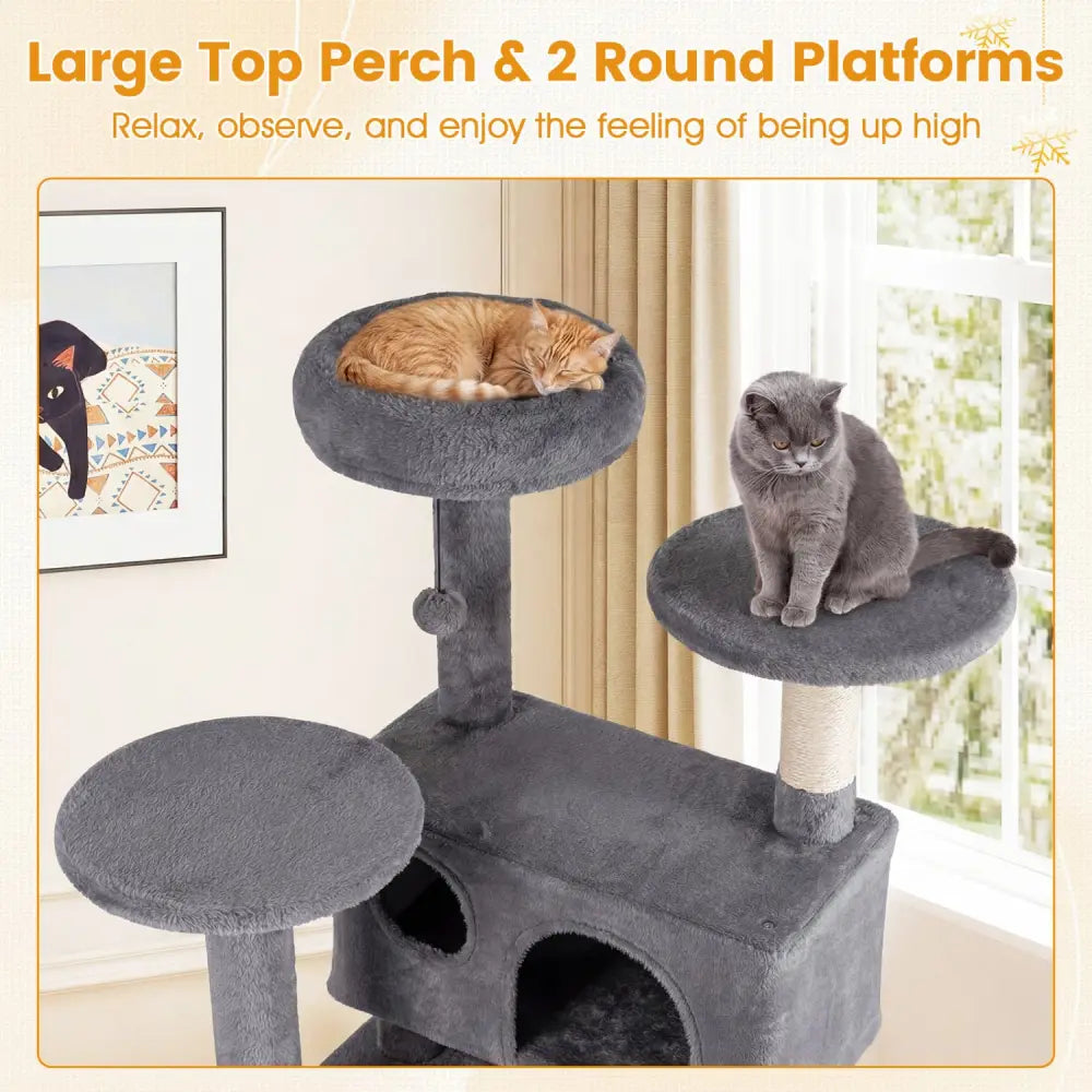 52 Inch Tall Cat Tree Tower for Indoor Cats-Light Gray - Light Gray - Cat Trees Condos & Scratchers