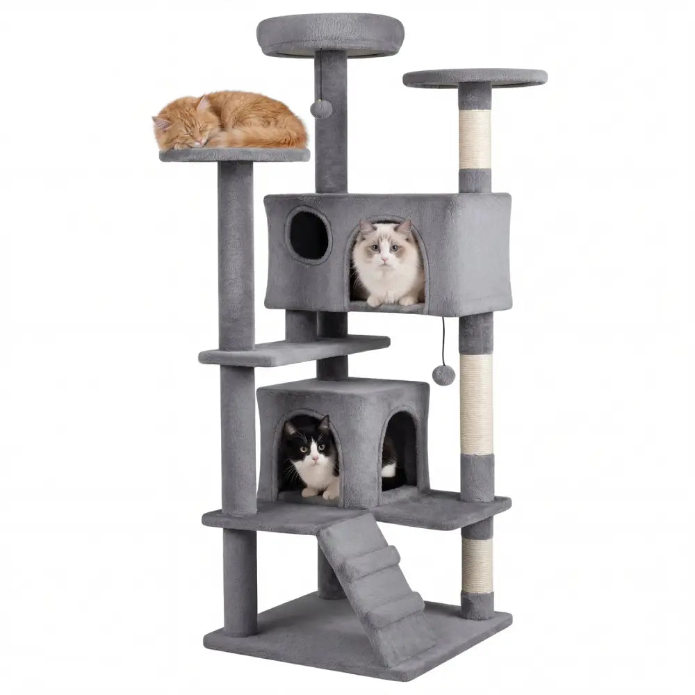 52 Inch Tall Cat Tree Tower for Indoor Cats-Light Gray - Light Gray - Cat Trees Condos & Scratchers