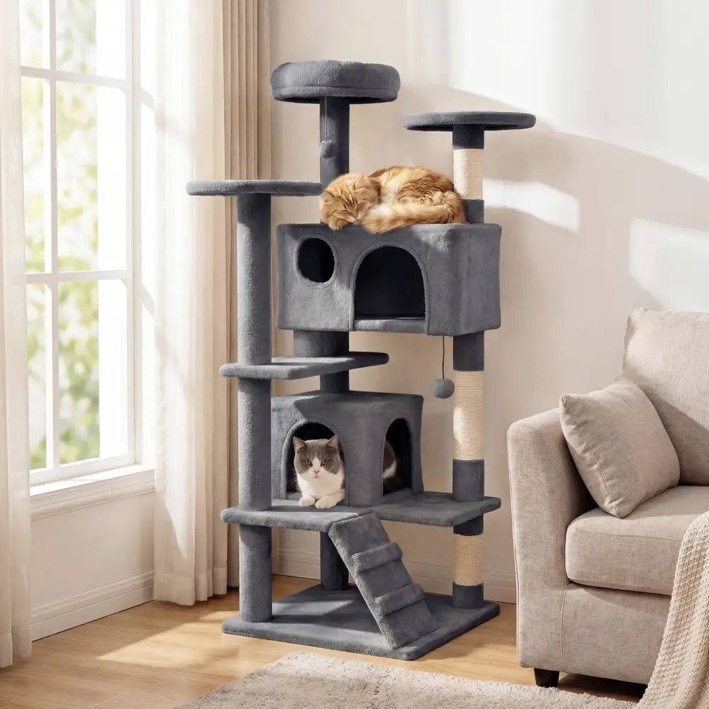 52 Inch Tall Cat Tree Tower for Indoor Cats-Light Gray - Light Gray - Cat Trees Condos & Scratchers
