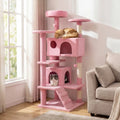 52 Inch Tall Cat Tree Tower for Indoor Cats-Pink - Pink - Cat Trees Condos & Scratchers