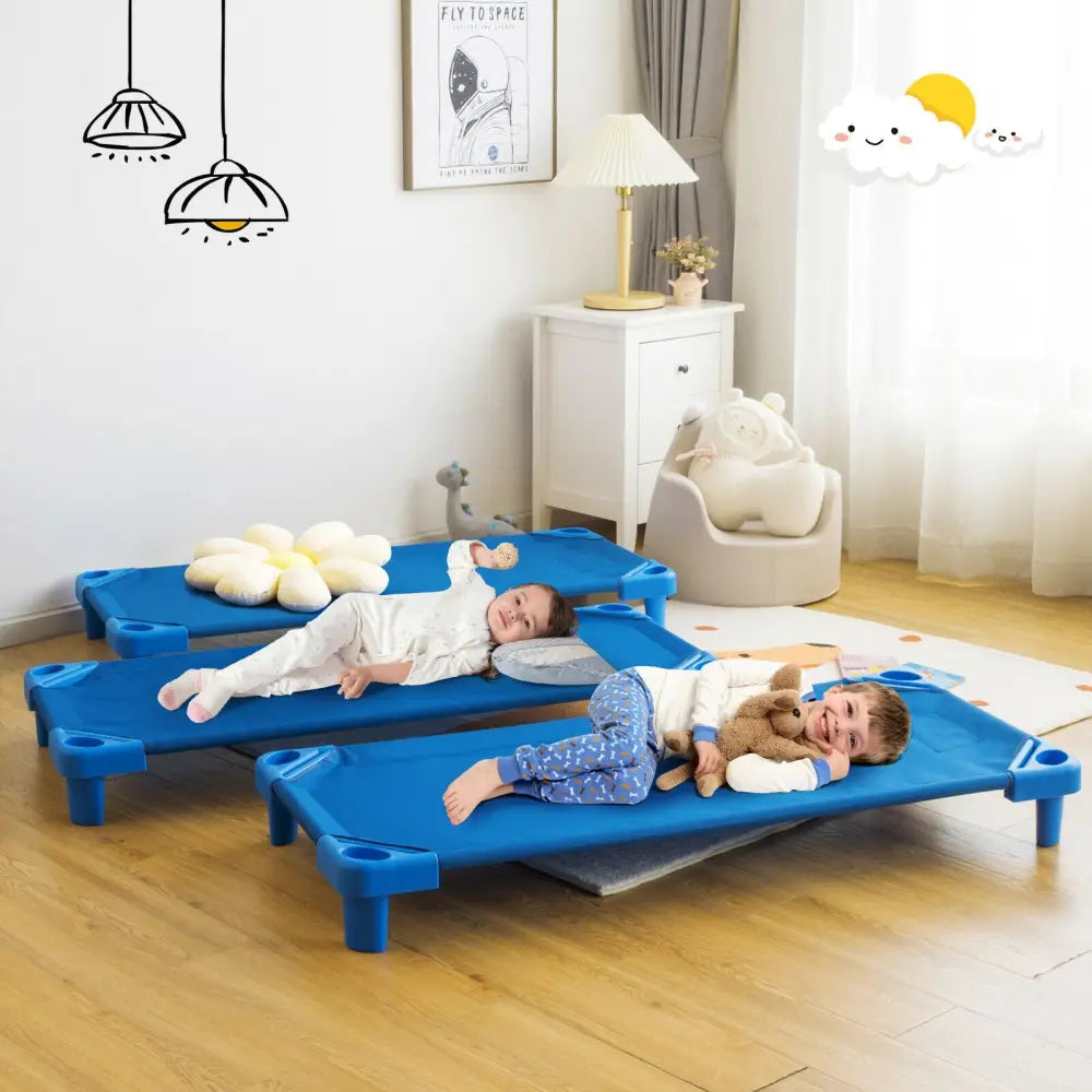52 Inch x 23 Inch Pack of 6 Kids Stackable Daycare Rest Mat - Blue - Toddler Beds