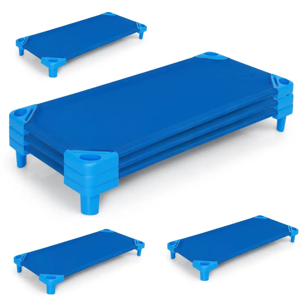 52 Inch x 23 Inch Pack of 6 Kids Stackable Daycare Rest Mat - Blue - Toddler Beds