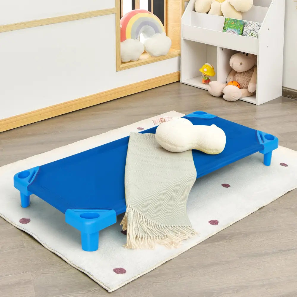 52 Inch x 23 Inch Pack of 6 Kids Stackable Daycare Rest Mat - Blue - Toddler Beds