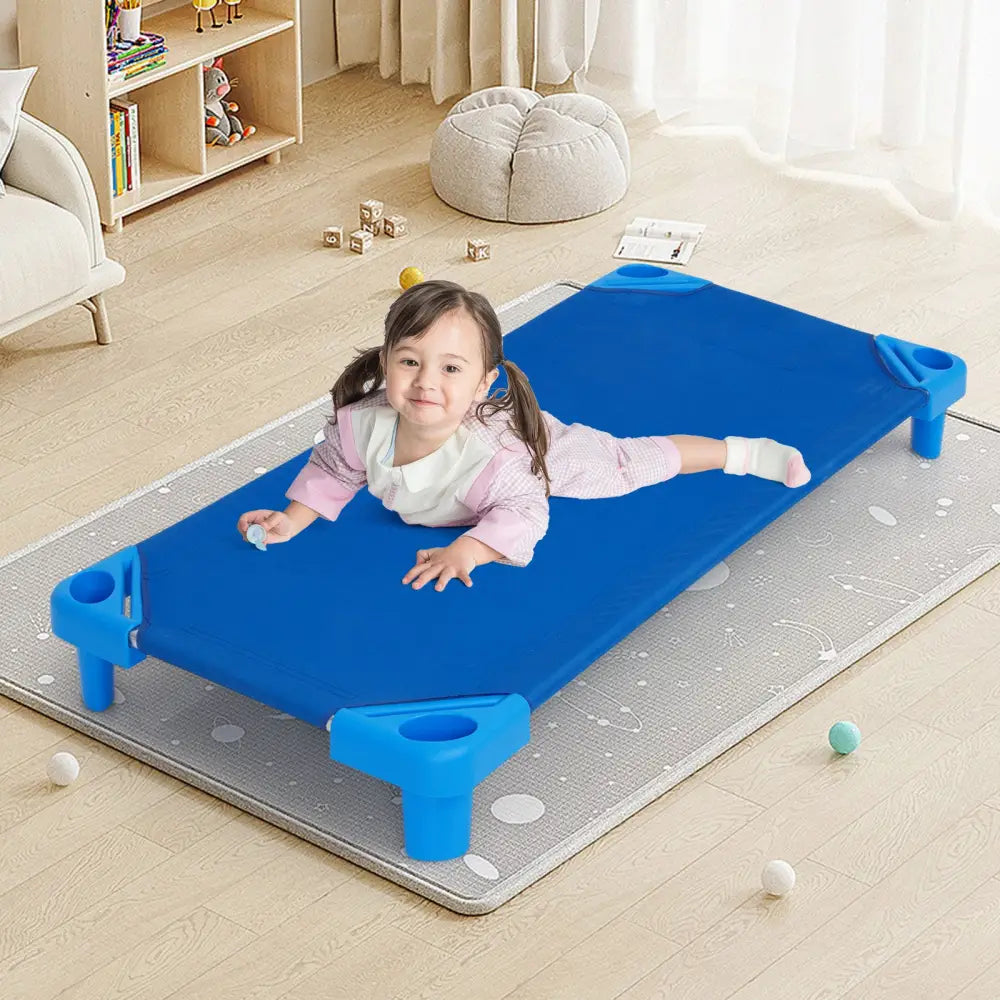 52 Inch x 23 Inch Pack of 6 Kids Stackable Daycare Rest Mat - Blue - Toddler Beds