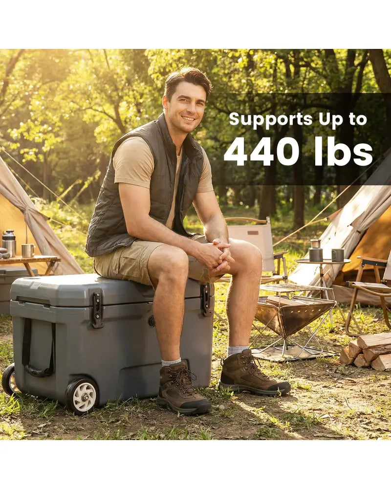 52 Quart Portable Hard Cooler with 6-Day Ice Retention and Wheels-Gray - Gray - Coolers